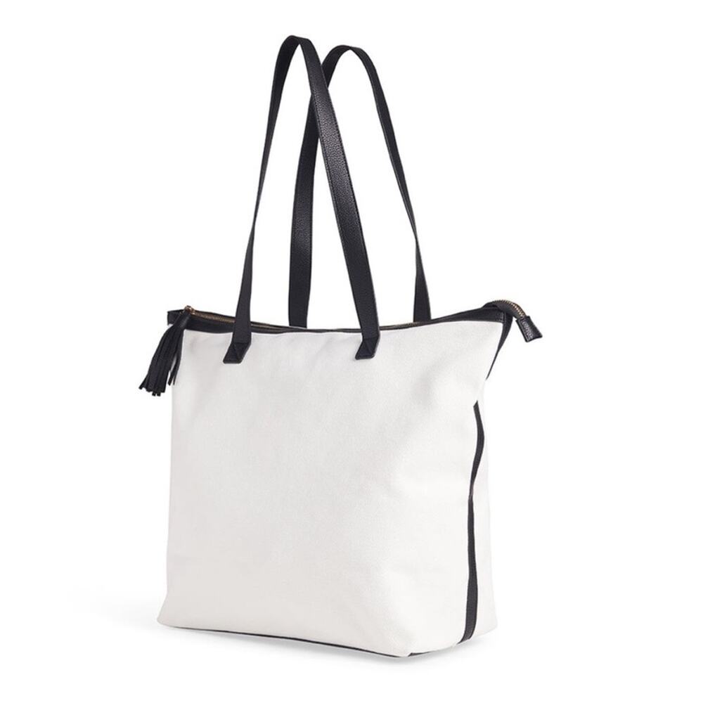 NEW Walter Baker Carly White and Black Canvas Daytripper Bag, New, MSRP $198